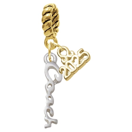 Delight Jewelry Silver-tone Small Coach Script - Gold-tone Rope Charm Bead Dangle with Mini 2025