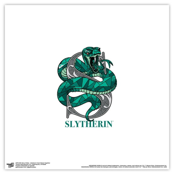 Gallery Pops Harry Potter - Slytherin Crest Stand Together Wall Art, Unframed Version, 12" x 12"