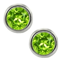 Gem Stone King 2.00 Cttw Green Peridot 925 Sterling Silver Stud Earrings for Women | Gemstone Birthstone | Round 6MM | Fine Jewelry Gifts for Her Mom Women Wife