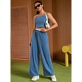 thumbnail image 6 of DARING DIVA Women's Yoga Set Camisole and Wide Leg Pants L Gray Blue, 6 of 7