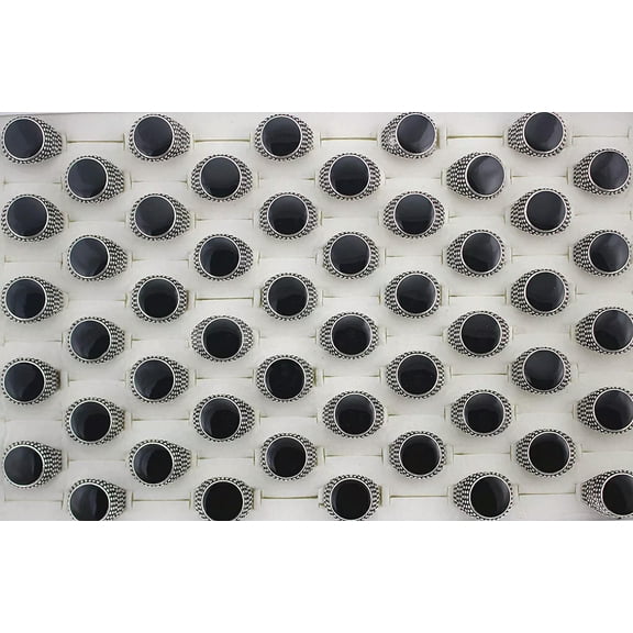EOEMY 30Pcs Wholesale Lots Trendy Black Color Womens Men'S Enamel Unisex Rings