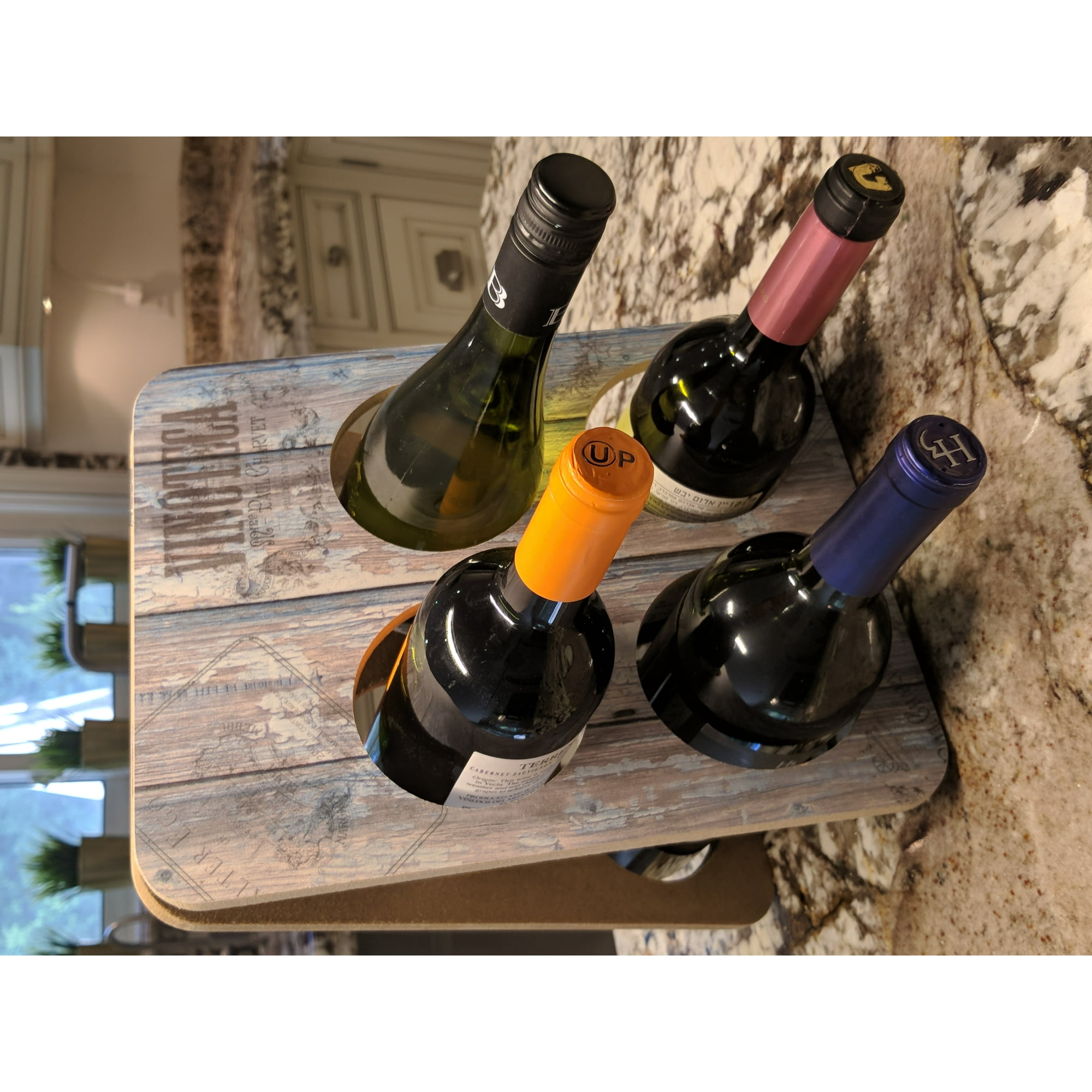 VINOTECA Countertop Wine Rack Blue Small 4 Bottle Wine Holder for Wine Storage Oenophilia Foldable Wine Tabletop Best Wine Gift Idea For Men Women Souvenir Present Walmart