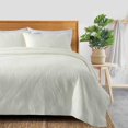 thumbnail image 3 of Peace Nest Premium Damask Pattern Reversible Coverlet Set 100% Soft Microfiber Fabric, Ivory, King Size, 3 of 5