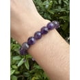 thumbnail image 4 of Amethyst Gemstone Round Bead Adjustable Bracelet 10mm, Genuine Crystal Bead Bracelet, Gift for Men & Women (Amethyst), 4 of 6
