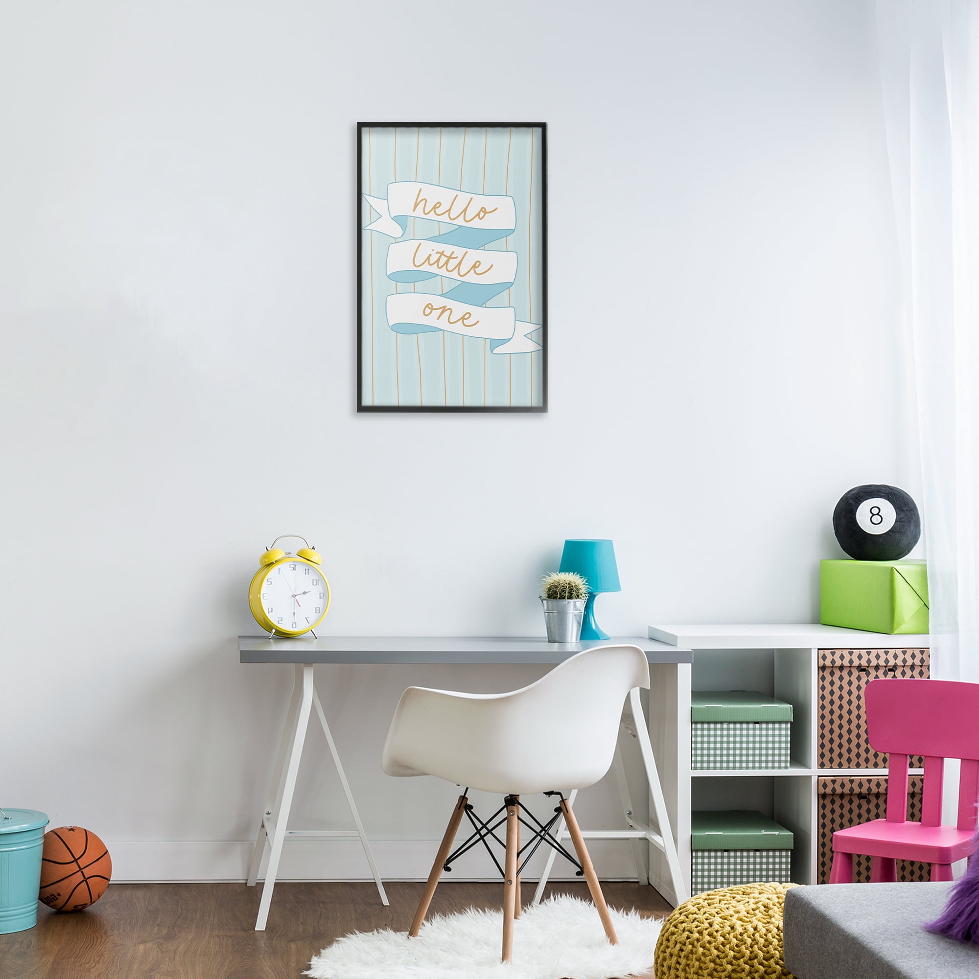Stupell Industries Blue Hello Little One Black Framed Giclee Art, design by Amanda Houston