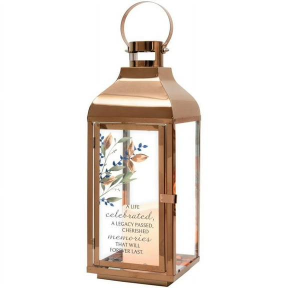 Carson Home Accents 342266 Lantern with Flameless LED Candle & Timer - A Life Celebrated - 5.5 x 17.5 x 5.5 in.