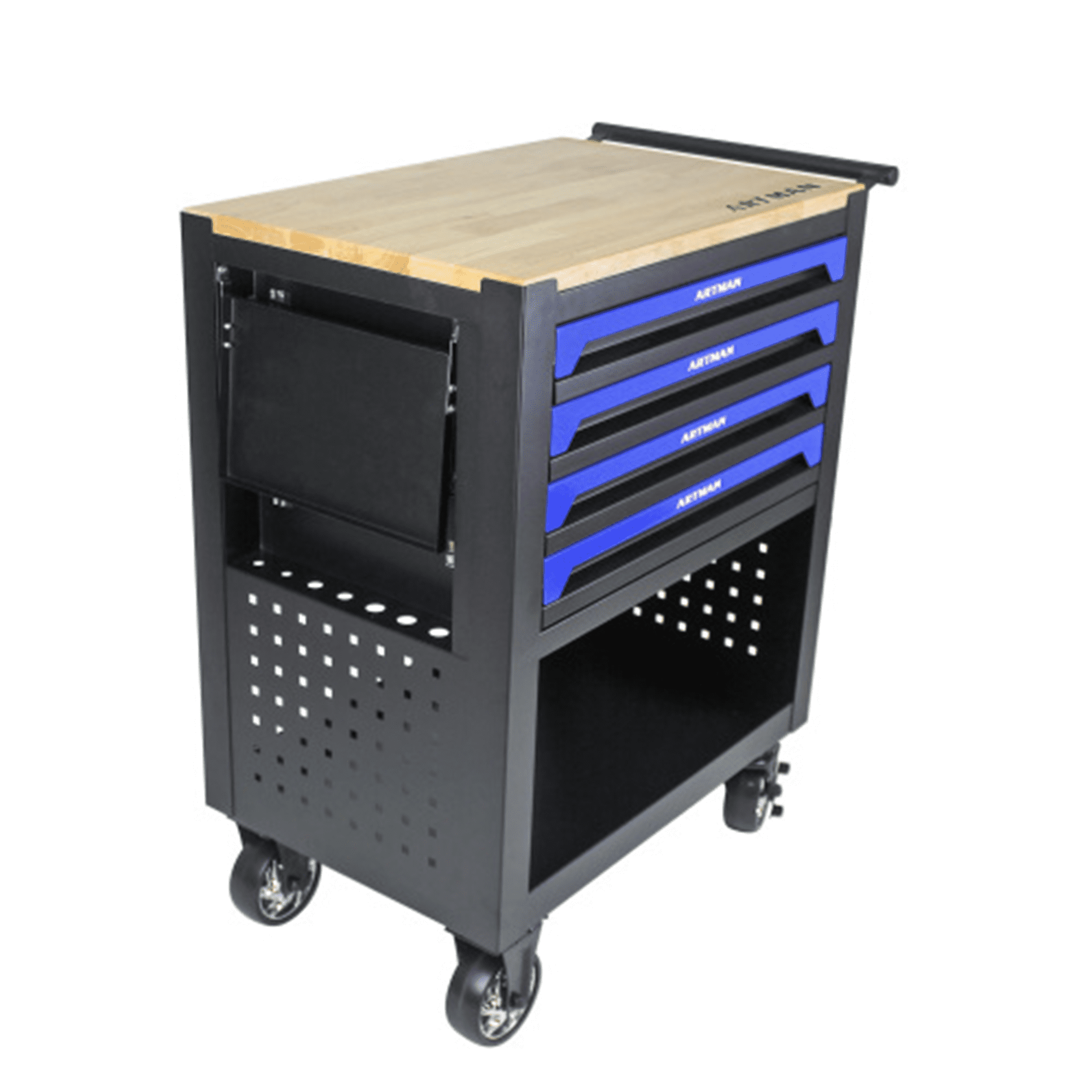 ARTMAN 4-Drawer Rolling Tool Chest with  Wheels and Wooden Top,Steel Storage Locking Tool Cart for Garage Workshop Rapair Shop