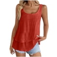 thumbnail image 2 of ClodeEU Women's Scoop Neck Sleeveless Chiffon Tank Top ,Double Layers Casual Blouse Tunic Red,Womens Plus XL, 2 of 8