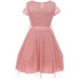 thumbnail image 2 of Little Girl Lace Short Sleeve Roses Embroidery Holiday Party Flower Girl Dress Rose 4 JKS 2097, 2 of 2