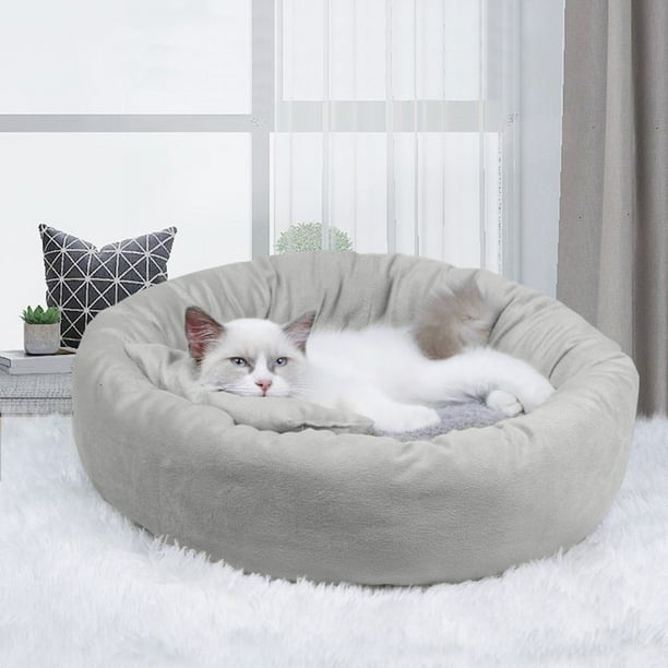 Juego de cama de invierno para perro con caseta redonda y tapete grueso | Tapete de 3 piezas para jaula con borde acolchado | Base antideslizante para cachorros, gatos y mascotas pequeñas | Acoged
