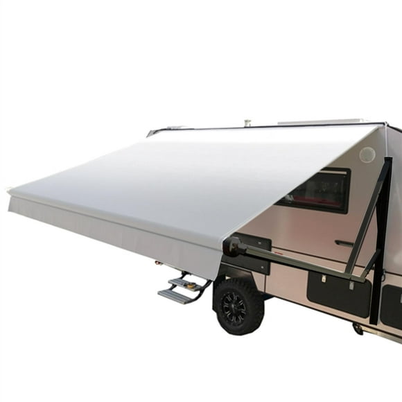ALEKO Retractable RV Awning 16 x 8 ft Patio Camping Waterproof Vinyl Canopy Grey