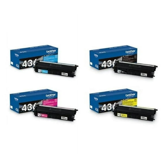 Brother TN436 Extra High Yield Black, Cyan, Magenta, Yellow, Toner Cartridge,4PK