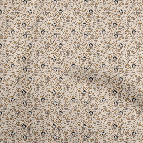 oneOone Cotton Silk Brown Fabric Random Fabric For Sewing Printed Craft Fabric By The Yard 42 Inch Wide