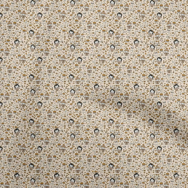 oneOone Rayon Brown Fabric Random Craft Projects Decor Fabric Printed By The Yard 56 Inch Wide