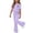 Purple, variant on SOOMLON Back to School Outfits for Girls Bow Short Sleeve T Shirts Casual Flare Pants 2PC Summer Weekend Matching Set