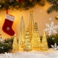thumbnail image 6 of Illuminated Mercury Glass Christmas Trees, Set of 10 Crystal Xmas Christmas Trees Tabletop with Lights Bathroom Decor Battery Operated LED Night Light Gold Retro 10 Pcs, 6 of 9