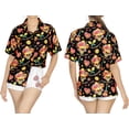 thumbnail image 3 of HAPPY BAY Women's Beach Halloween Costumes Skull Party Print Hawaiian Blouse Tops Short Sleeve Button Down Holiday Shirts for Women S Party Festive Black, 3 of 4