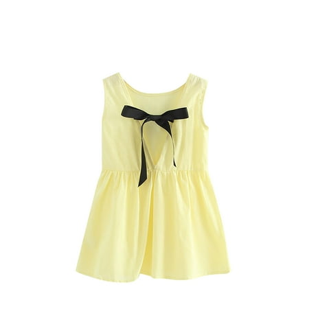 

EHTMSAK Infant Baby Toddler Child Children Kids Sleeveless Dresses for Girls Sundress Floral Summer Dress Yellow 1T-6T 100
