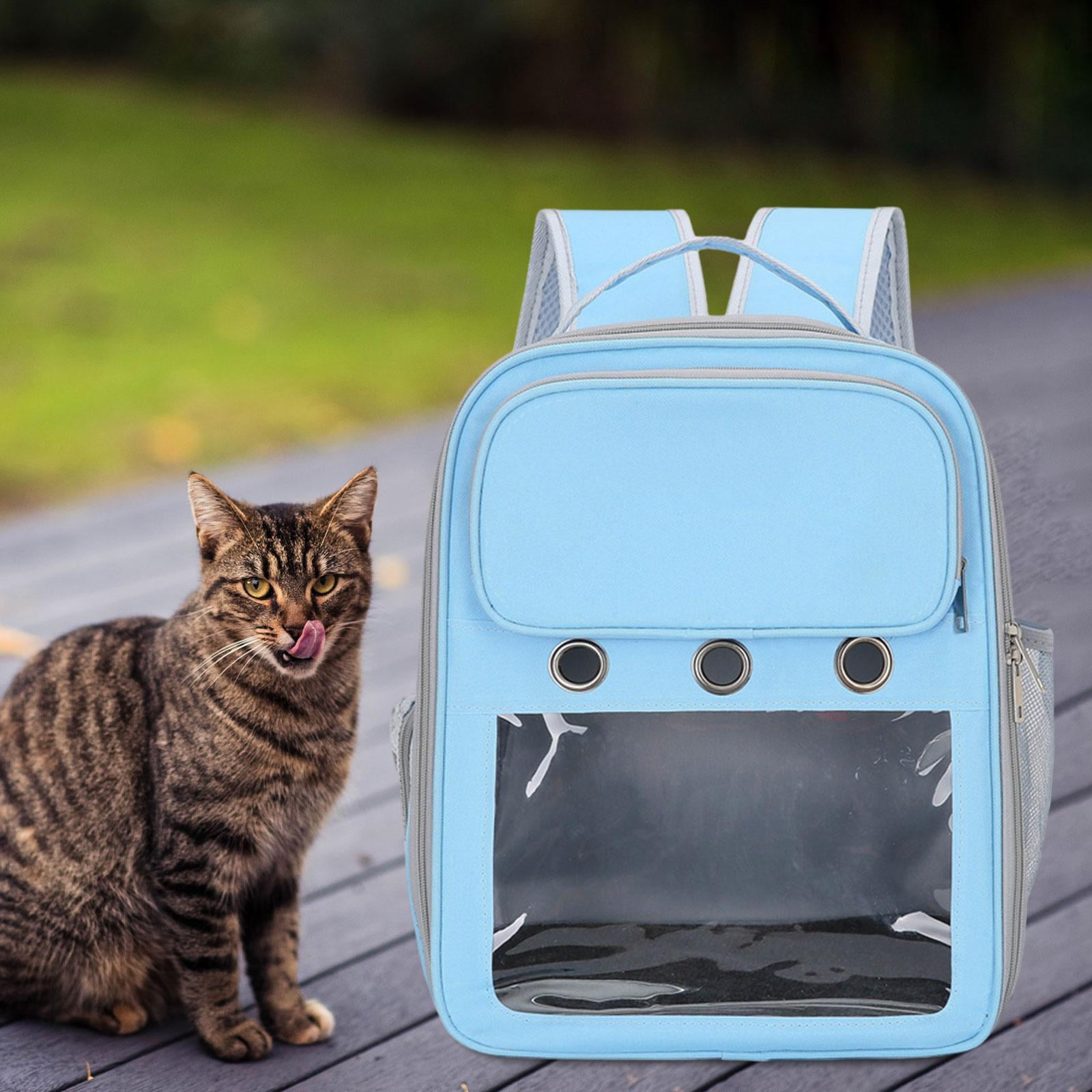 Cat Backpack Carrier Pet Hiking Backpack for Small Medium Dogs Cats Oxford Cloth Clear Window Carrying Bag for Camping