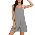 thumbnail image 5 of Dress Summer Casual Women's Summer Sleeveless V Neck Beach Dress Casual Loose Knotted Hem Tank Dress With Metal Ring Straps Gray Xl, 5 of 9
