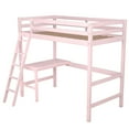 Hillsdale Caspian Wood Study Twin Loft Bed with Desk, Pink