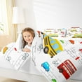 thumbnail image 4 of Feelyou Cartoon School Bus Full Size Comforter Sets, Transportation Vehicle Bedding Comforter Set, Yellow Public Truck Bedding Sets, Ultra Soft Home Decor, 3-Piece, 4 of 8