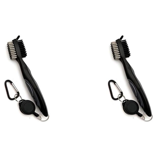 serony Golf Club Brush Replacement Solid Color Double-sided Ball Shoe Brushes Cleaning Tool Accessories with Carabiner Grey Lidless 2Set