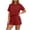 Wine, variant on Dagugfen Womens Athletic Sets Crew Neck Short Sleeve Tees Drawstring Elastic Waist Shorts with Pockets Breathable Outdoor Workout Running Sets