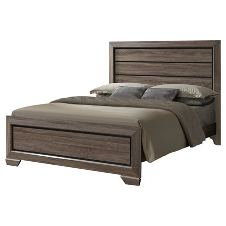 Jardena Panel Bed, Queen Size, Brown Wood, Modern (Headboard, Footboard, Rails, Slats)