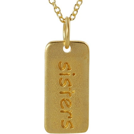 Brinley Co. Sterling Silver Vermeil Sisters" Tag Pendant, 18""