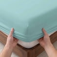 thumbnail image 3 of Twin Sze Fitted Sheet Set - Pure Mint Green 2 Piece Bedding Sets 16" Deep Pocket Fitted Sheet with 1 Pillowcase, Modern Solid Color Minimalist Art Brushed Microfiber Hotel Luxury Bed Sheets, 3 of 9