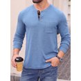 thumbnail image 5 of JWD Mens Long Sleeve Henley Shirt Casual Button Neck T Shirt Soft Lightweight Crew Neck Tee with Chest Pocket Denim Blue XL, 5 of 6