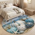 thumbnail image 3 of Round Area Rugs 5Ft, Coastal Blue Pumpkins Non-Slip Washable Circle Rugs Carpet, Fall Nautical Ocean Beach Waves Indoor Outdoor Rug Floor Mats Throw Runner for Bedroom Living Room Bathroom, 3 of 6