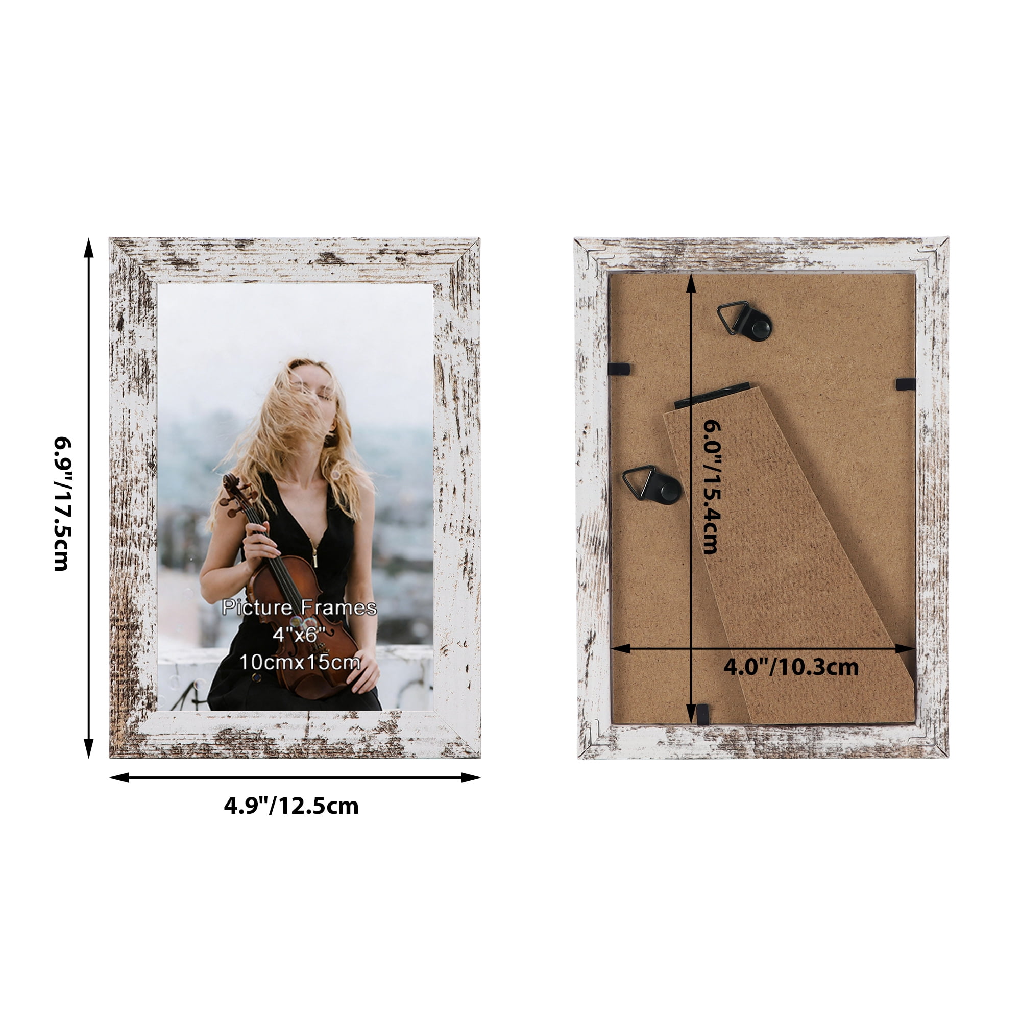 4x6 Picture Frame Set of 15, Distressed White Farmhouse Wood Photo Frame