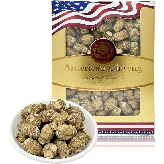 DABC OAK LAND DOL Hand Selected Cultivated Wisconsin American Ginseng Pearl Ginseng 花旗参/西洋参 精选珍珠参 - in Box. (Small 4oz/Box)
