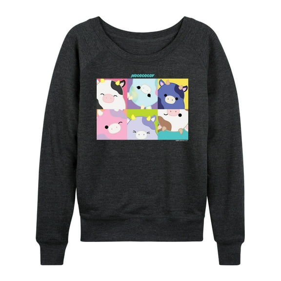 Squishmallows - Mooody Cow Grid - Women's French Terry Pullover Sweatshirt