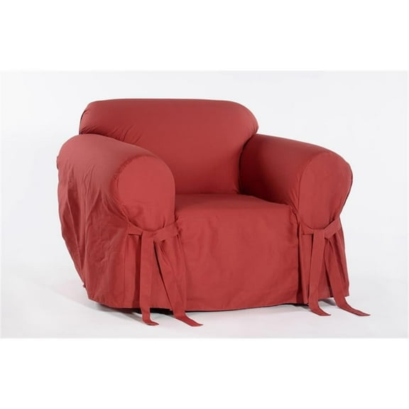 Cotton Duck One Piece Chair Slipcover in Red