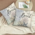 thumbnail image 2 of Take Me to The Beach Summer Throw Pillow Covers 18x18 Set of 2 Nautical Coastal Beach Themed Ocean Seashell Coral Starfish Linen Decorative Outdoor Cushion Case for Bedroom Living Room, 2 of 5