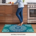 thumbnail image 6 of Teal Blue Boho Door Mat Indoor Outdoor,Retro White Rustic Flower Ethnic Pattern Non Slip Welcome Mat with Rubber Backing,Absorbent Fabric Front Door Mats Entryway Rug for Home Patio Entrance 16"x24", 6 of 8
