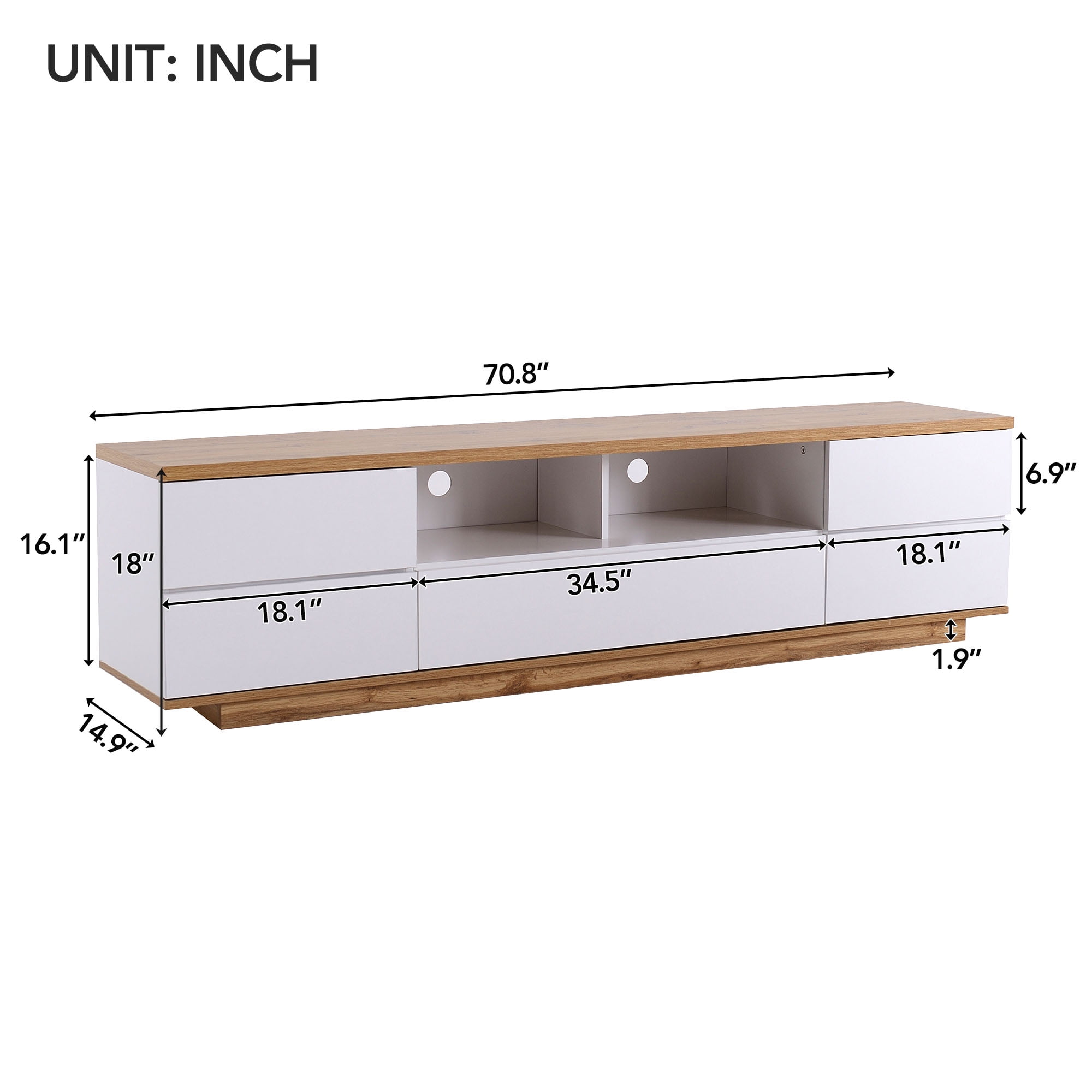 Aukfa TV stand for TVs up to 80" with Door Rebound Device for Living Room Bedroom,White