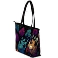 thumbnail image 3 of Paw Print Canvas Leather Mix Hand-Held Bag with Twill, Sponge, Jeanette Material | Size 30x10.5x39cm/11.8x4.1x15.4in, 3 of 5