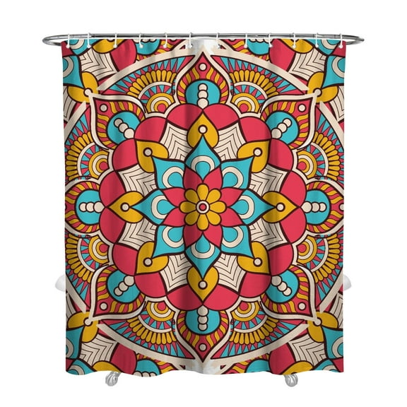 Exotic Cultural Mandala Bathroom Curtain Boho Chic Shower Decor 72x84 Inch Quick-Dry Waterproof Polyester Fabric