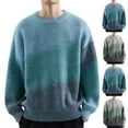 thumbnail image 1 of LOVZFMLL Sweaters for Men, Ombre Crew Neck Ribbed Pullover, Fashion Casual Everyday, Warm Winter Tops Loose, Fall Clothes, 1 of 4