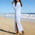 thumbnail image 6 of Hilenly Women Long Sleeve Dresses Spring Casual Crewneck Loose Fit Maxi Dress Split Flowy Travel Vacation Long Dress with Pockets, 6 of 7