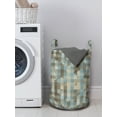 thumbnail image 3 of Geometric Laundry Bag, Modern Fractal Look with Vertical Line Pattern Soft Colors Illustration, Basket with Handles Drawstring Closure for Laundromats, 13" x 19", Tan Cream Pale Blue, by Ambesonne, 3 of 4