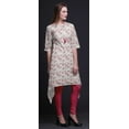 thumbnail image 2 of Bimba Pink Leaves & Magnolia Floral Women Kurtas Ethnic Printed Asymmetric Summer Wear Tops For Women Medium, 2 of 6