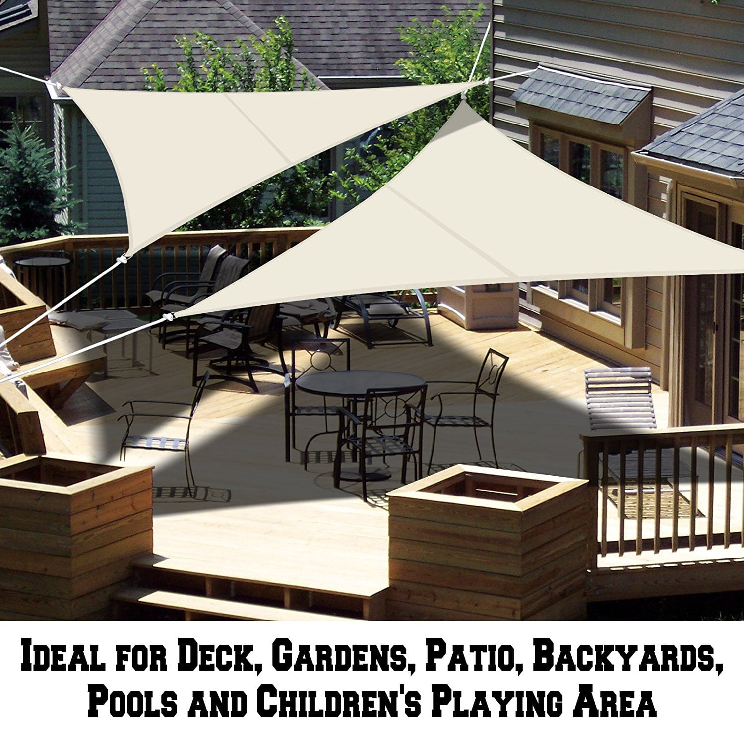 Sunrise Outdoor Sun Shade Sail 12'x12'x12' Triangle UV Top Cover Canopy - Ecru