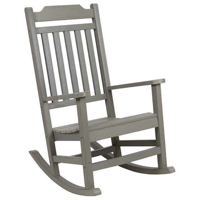 Flash Furniture Winston All-Weather Poly Resin Rocking Chair in Gray