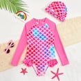 thumbnail image 5 of BOOMNY Baby Girls 3 Peice Swimsuits Long Sleeve Bathing Suit for Kids Cartoon Graphic Lightweight Cozy Summer Beach Vacation Swimwear, 5 of 9