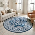 thumbnail image 3 of Madison Traditional 8' Round Dark Blue Polypropylene Indoor Area Rug, 3 of 6